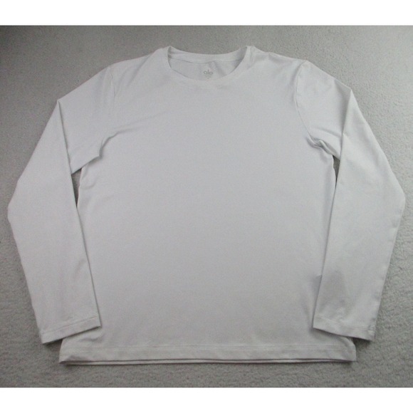 Alo Shirt Mens Medium White Long Sleeve Performance Stretch Athletic Pullover‎
